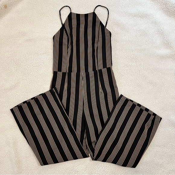 Dynamite High Neck Low Back Stripped Jumpsuit - Picture 2 of 10